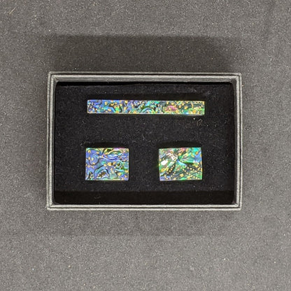 金彩ネクタイピン・カフスボタンセット / 黒螺鈿仕様