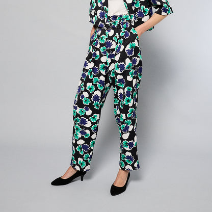 フローラルプリントプリーツパンツ