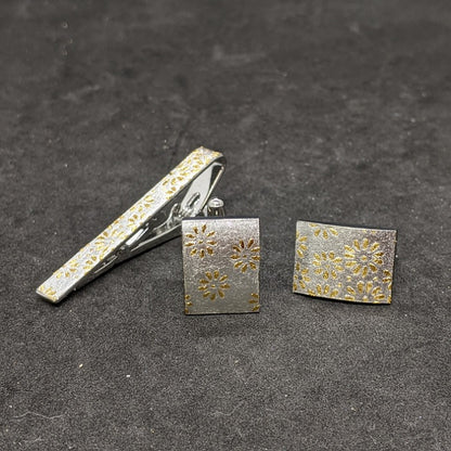 金彩ネクタイピン・カフスボタンセット / 銀箔仕様
