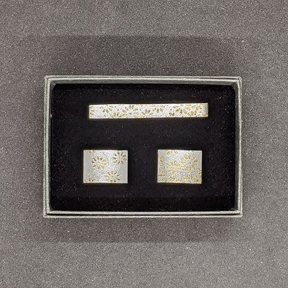 金彩ネクタイピン・カフスボタンセット / 銀箔仕様