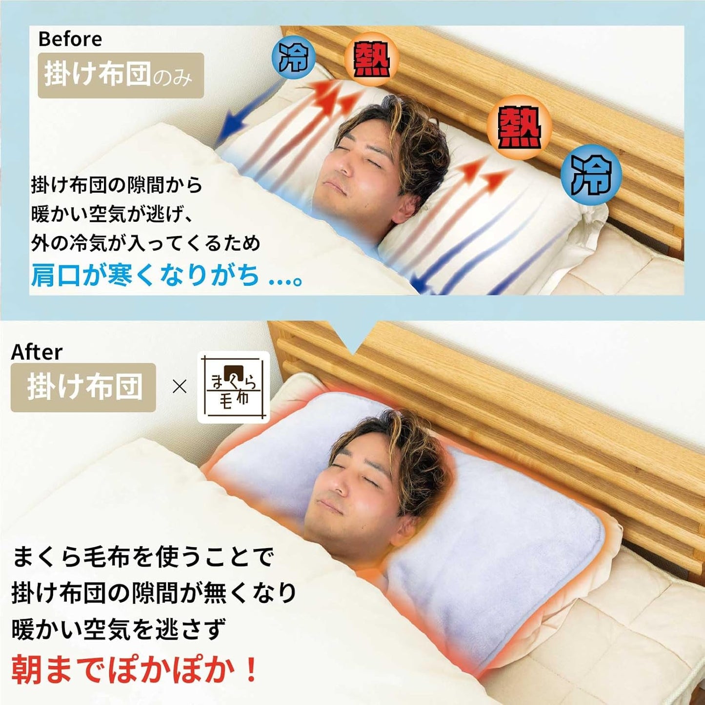 「肩口の冷えがもう気にならない。」 新発想のまくら毛布 