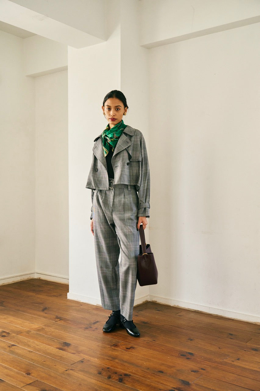 グレンチェックプリーツパンツ