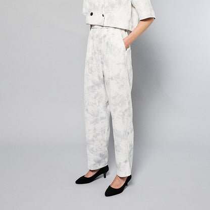マーブルプリントプリーツパンツ