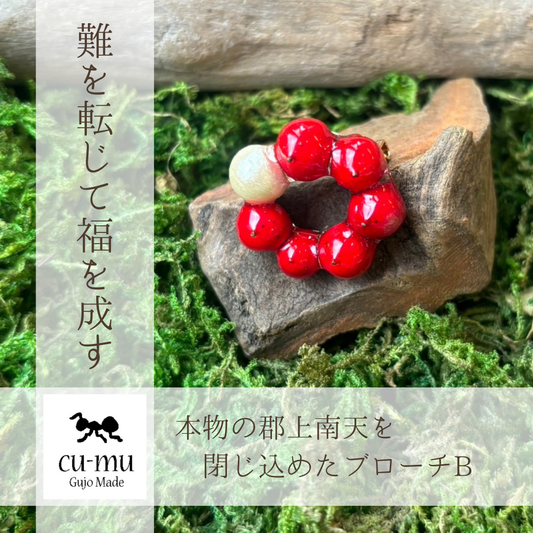 本物の郡上南天を閉じ込めたブローチB