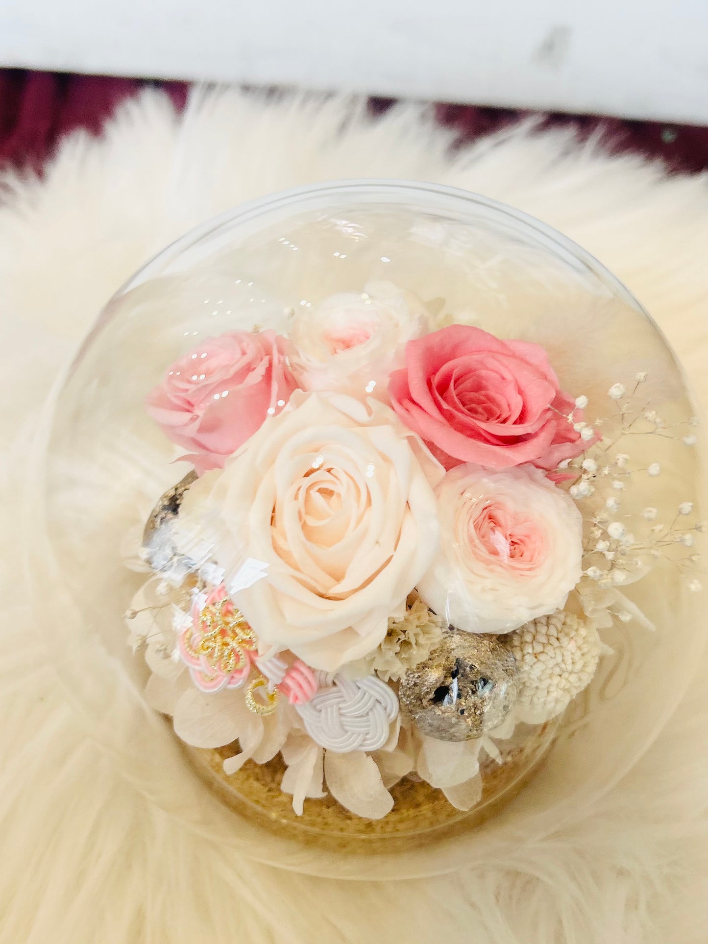 ガラスドームフラワー『和の世界』桜霞