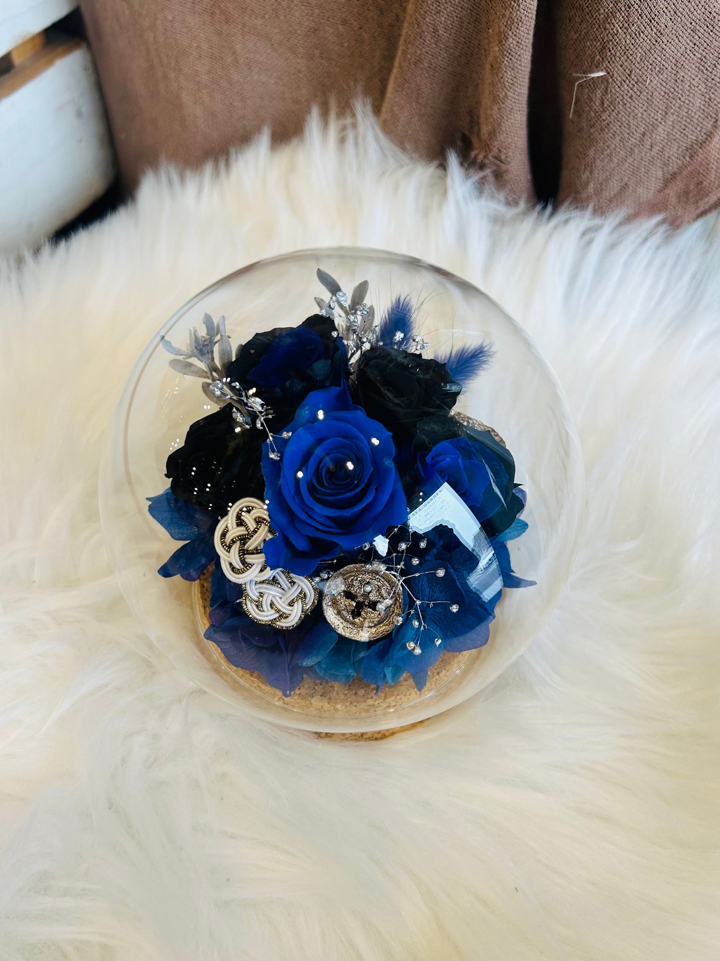 ガラスドームフラワー『和の世界』青寂