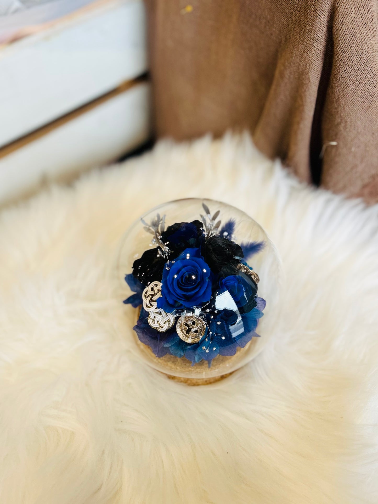 ガラスドームフラワー『和の世界』青寂