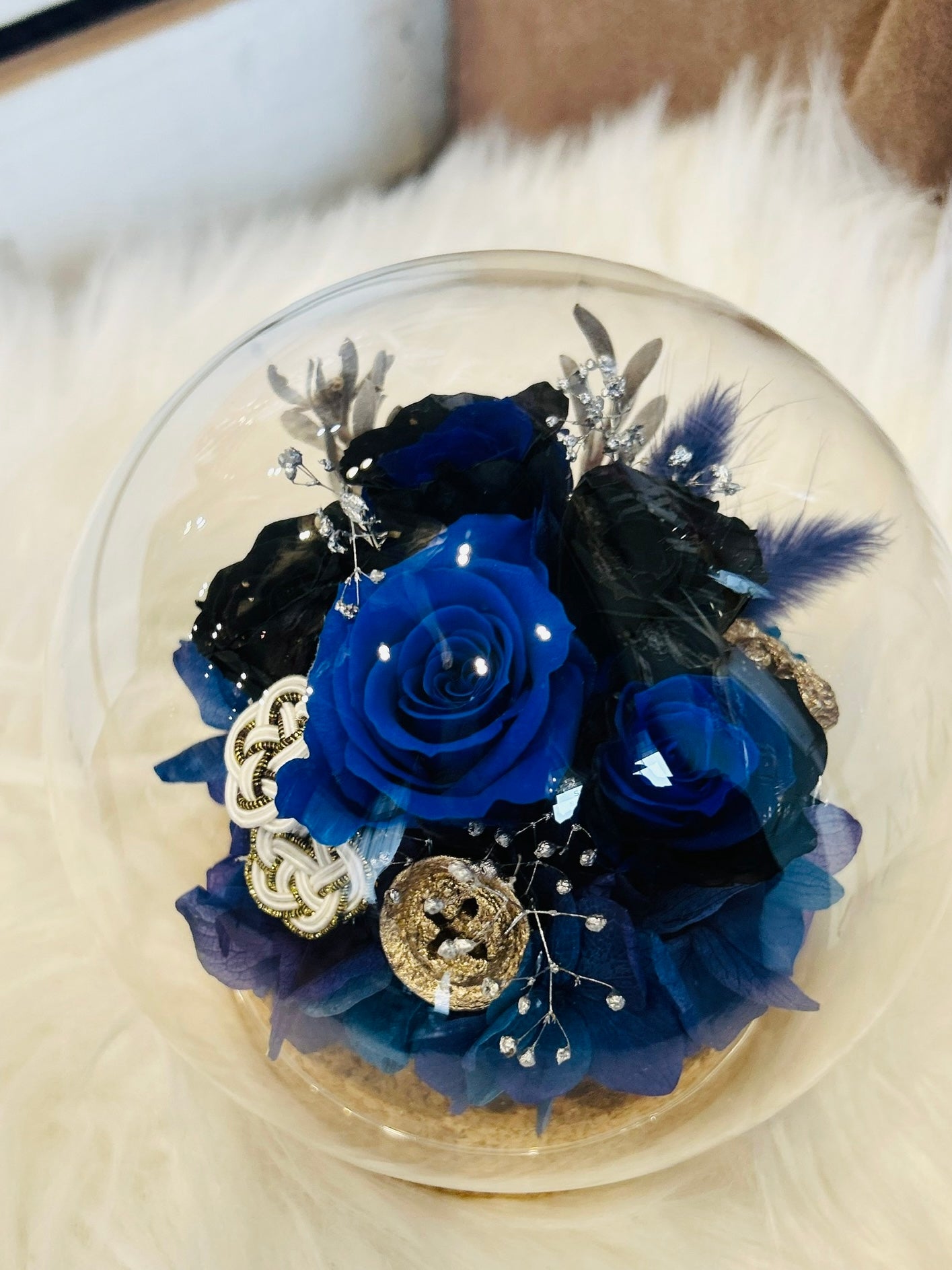 ガラスドームフラワー『和の世界』青寂