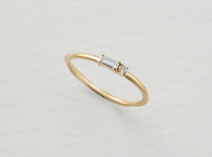 K18YG バケットカットダイヤモンドリング