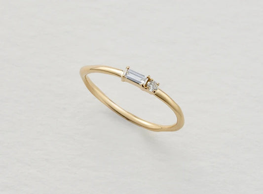 K18YG バケットカットダイヤモンドリング