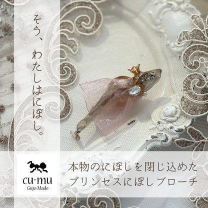 本物のにぼしを閉じ込めた　プリンセスにぼしブローチ
