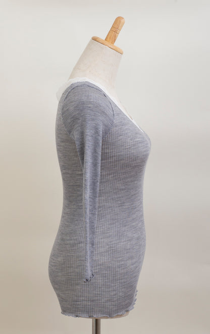 macaroni ウールレース付プルオーバー